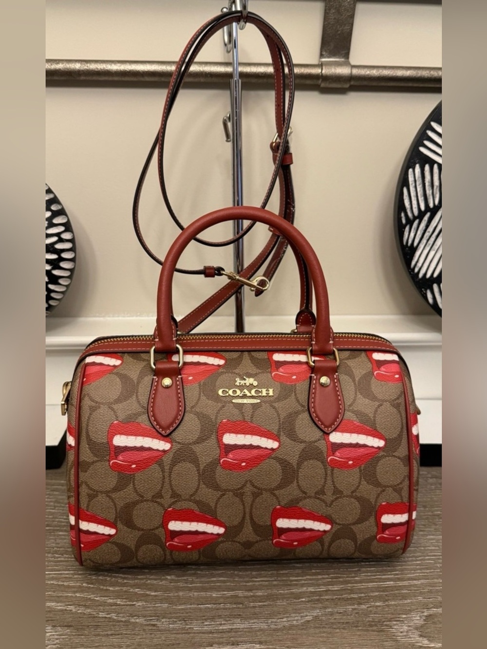 Coach x Tom Wesselmann Rowan Satchel with lip motif print